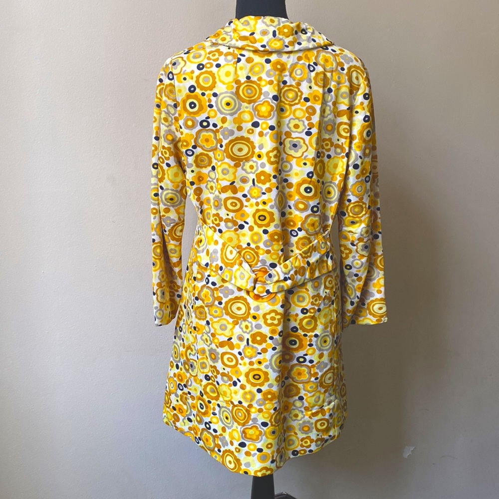 60s True Vintage Psychedelic Flower Power Op Art Yellow Coat - Picture 2 of 4
